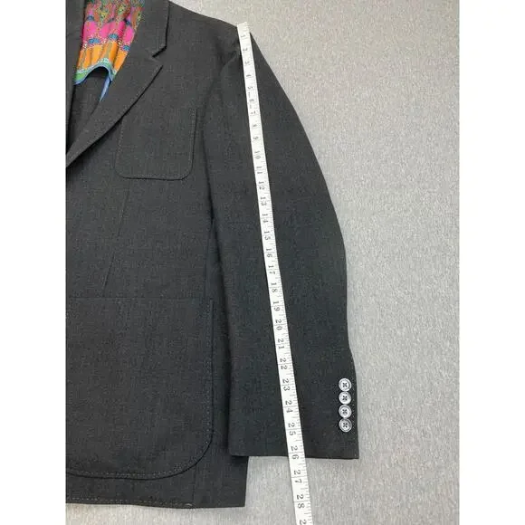 Robert Graham Blazer Men 46R Gray 100% Wool 2-Button Sports Jacket
